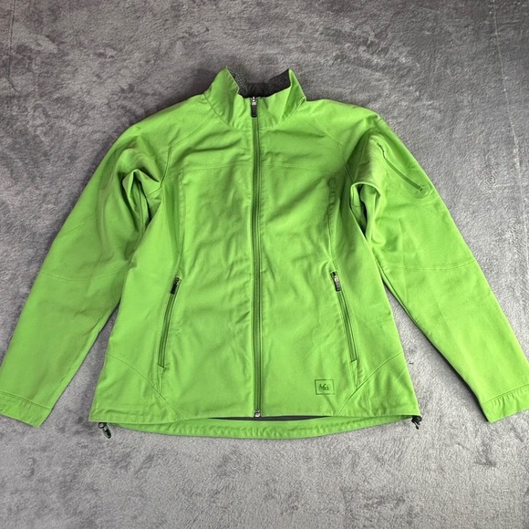 REI Jackets & Blazers - REI Softshell Jacket Womens M Lime Green Hiking Outdoor Full Zip water resistant